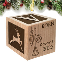 Ornament 2024 Personalized Baby Block Custom Engraved Wooden Baby Block for Newborn Infant Boys and Girls  2023