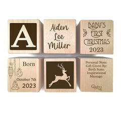 Ornament 2024 Personalized Baby Block Custom Engraved Wooden Baby Block for Newborn Infant Boys and Girls  2023