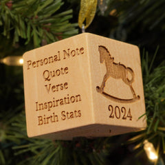 Manger Christmas Ornament 2024 - for boy or for girl personalized custom wood wooden first 1st baby babies baby's