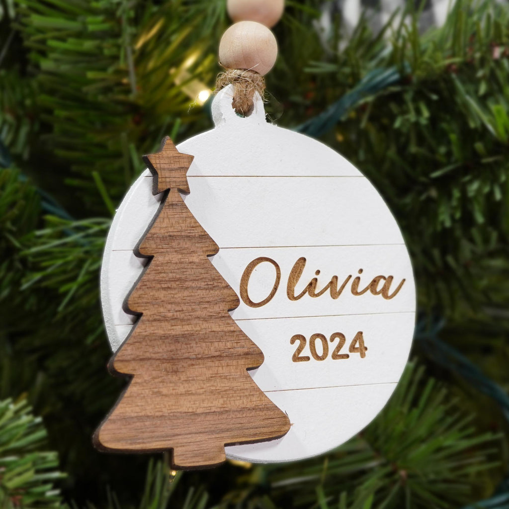 Pick-A-Shape Christmas Ornament Personalized - 2024 Custom Wood Wooden Family manger scene vintage name kids gift present decor