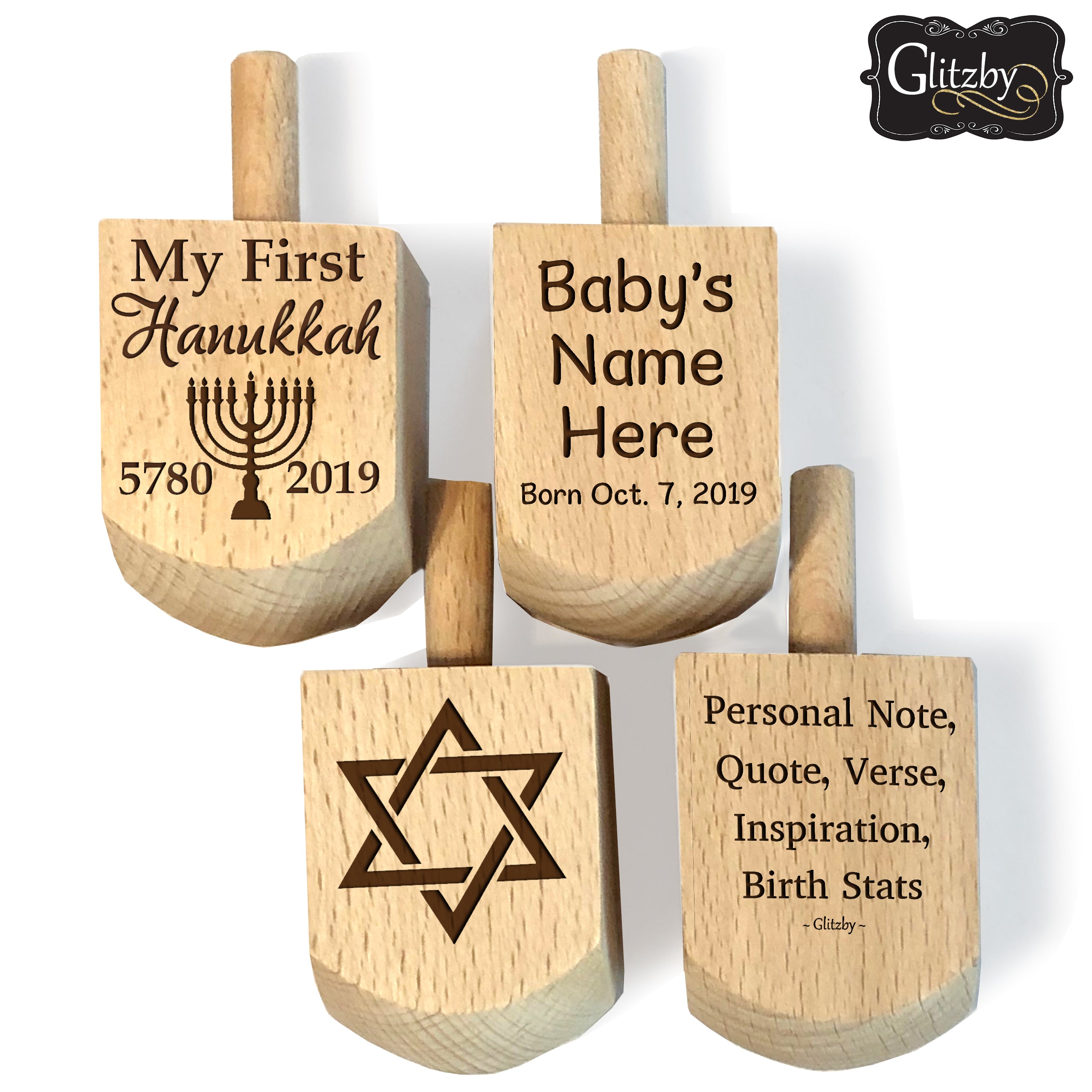 Babys First Dreidel Gift or Any Age - 1st Hanukkah Chanukkah Jewish Toy Game Wood Hebrew Dreidels